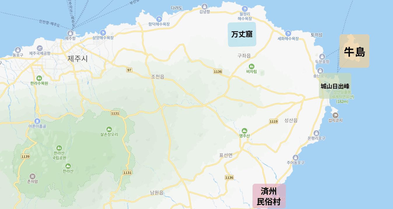 東部/동부 지역 지도