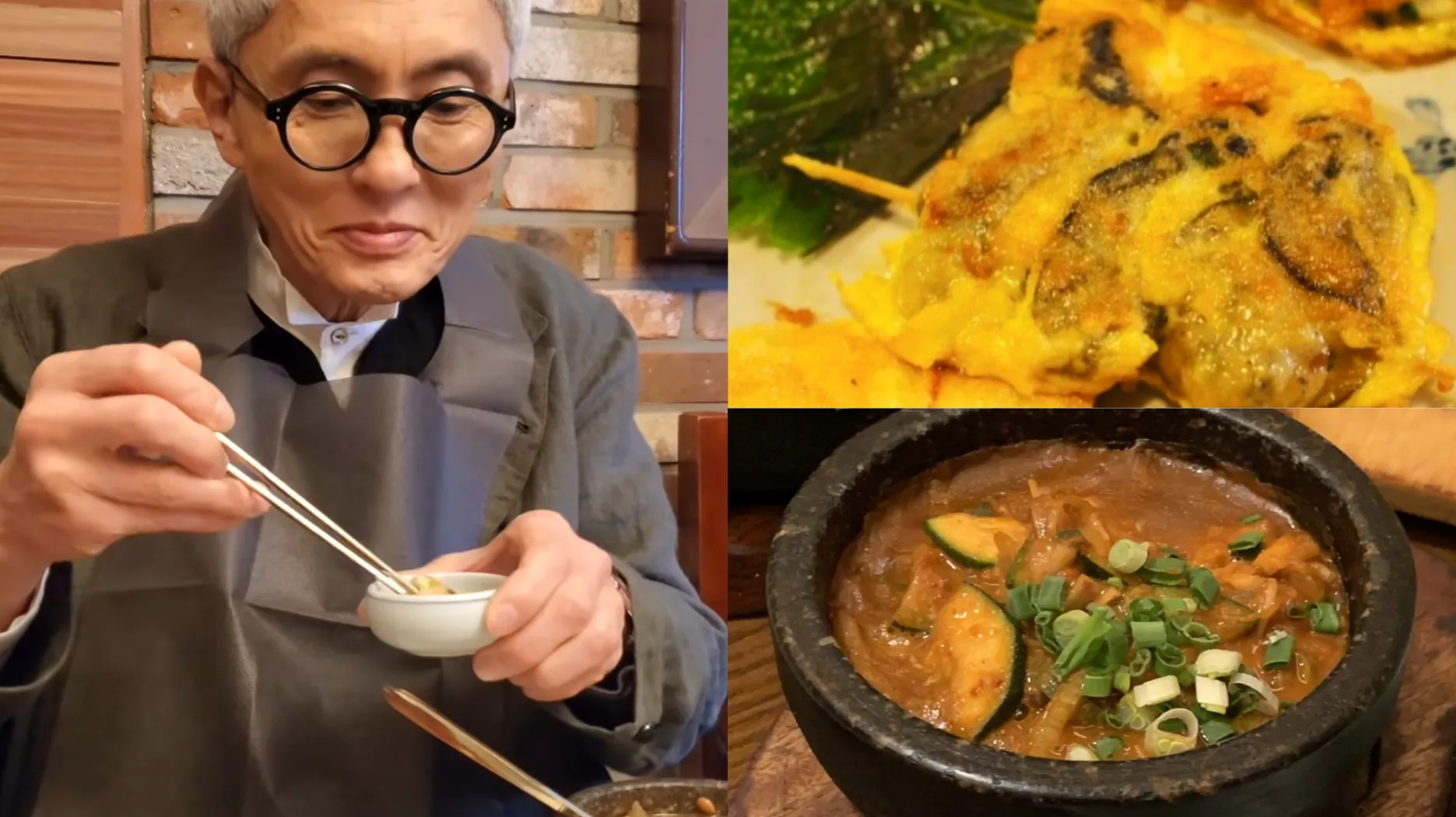 五郎さんの注文メニュー:テンジャンチゲ、牡蠣チヂミ