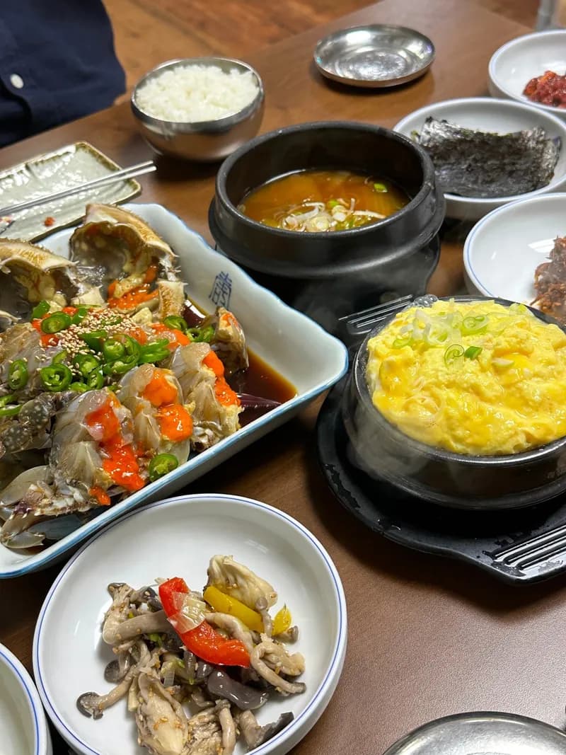 ワタリガニの醤油漬け定食